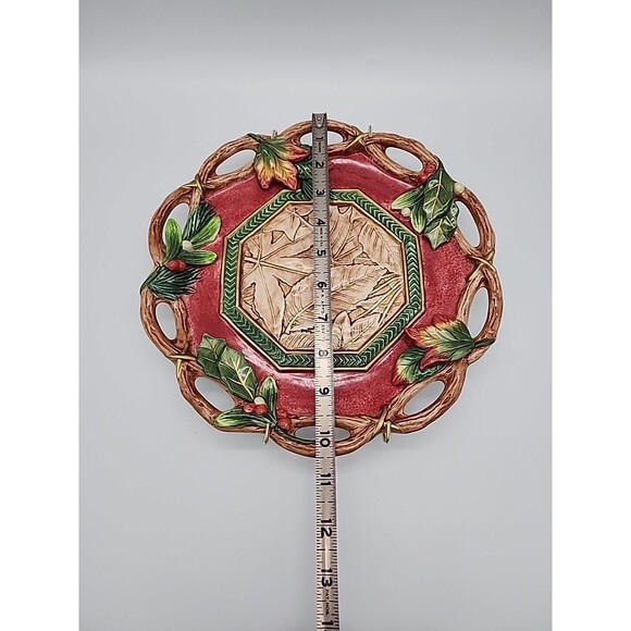 Fitz & Floyd Christmas Lodge Wall Plate Canape Plate 10 1/2" w Hanging Bracket - Picture 2 of 12